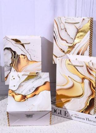 Пакет подарунковий паперовий l "golden marble" 30*41.5*12см stenson r33247-l [склад зберігання: одеса №3]