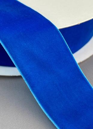 Оксамитова стрічка декоративна 4 см 22 м - синій яскравий