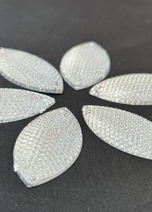 Стразы акриловые пришивные 20х40 мм, серебро рефленое