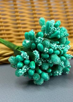 Тычинки в букете на ветке 8,5 см - бирюзовый