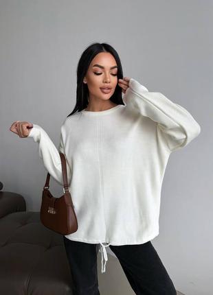 Женский удлиненный свитер в стиле oversize на завязках 42-46