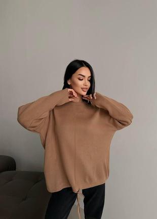 Женский удлиненный свитер в стиле oversize на завязках 42-468 фото