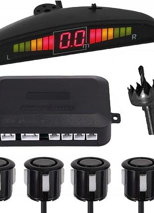 Парктроник автомобильный passistant на 4 датчика + lcd монитор (черные датчики) (5428)