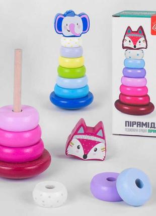 Дитяча дерев’яна розвиваюча пірамідка