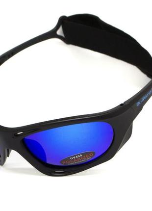 Окуляри поляризаційні bluwater hydro polarized (g-tech™ blue) anti-fog, дзеркальні сині в чорній оправі