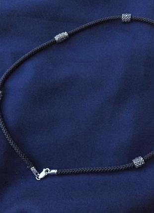 Шнурок шовковий срібло 925 шнурочок 40100