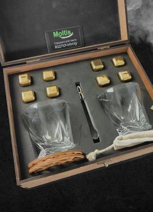 Подарочные наборы moltis relax whisky stones для мужчин, quadro 8 шт камней
