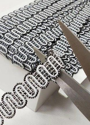 Декоративна тасьма 15 мм - сірий з люрексом