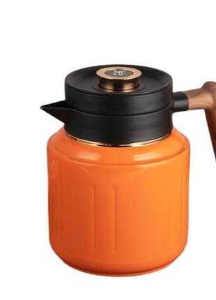 Чайник термос з індикатором температури та заварником 1 л помаранчевий