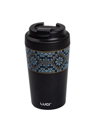 Термочашка вышиванка с керамической колбой 380 мл черная