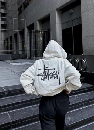 Базовый теплый оверсайз худи на флисе под stussy