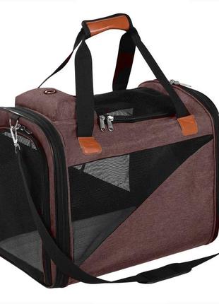 Сумка-переноска для кошек и собак 44х30х35 cosmopet cp-41 brown