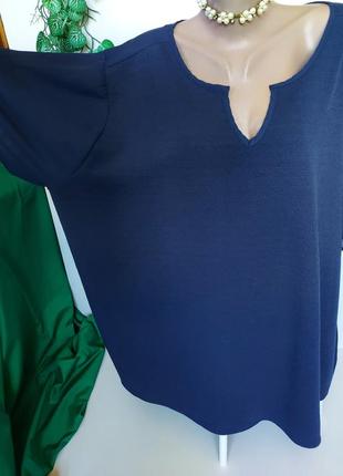 Вільна синя блуза, туніка, 56 розмір2 фото