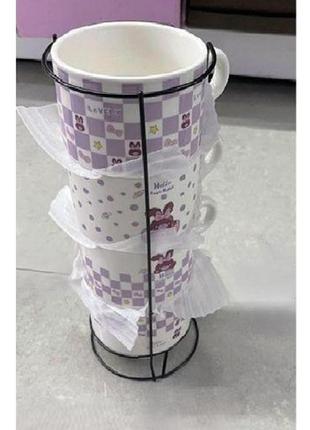 Чашки на підставці "hello" 5пр/наб 250мл stenson r32761 [склад зберігання: одеса №3]