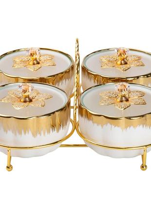 Менажница керамическая на металической подставке на 4 секции