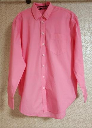 Marks& spencer m&s стильна актуальна сорочка рубашка блуза  оверсайз pure cotton oversized girlfriend style petal pink, бренд m&s, р.10