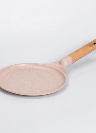 Алюмінієва млинцева сковорода з мармуровим антипригарним покриттям ø 22 см, товсте дно mgc бежевий
