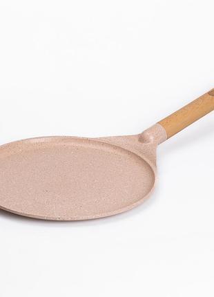 Алюмінієва млинцева сковорода з мармуровим антипригарним покриттям ø 28 см, товсте дно mgc бежевий