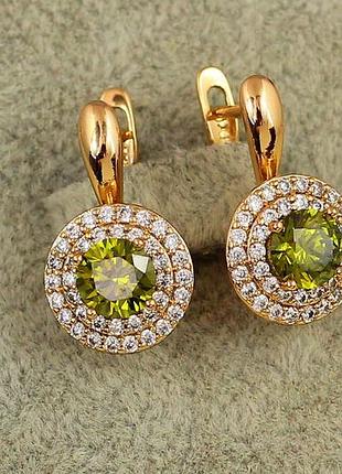 Серьги xuping jewelry мечта с изумрудным камнем 1,9 см золотистые