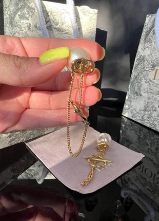 Диор серьги жемчужные / брендовые серьги диор позолота, жемчуг