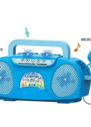 Дитячий магнітофон з мікрофоном, синій (5803a)