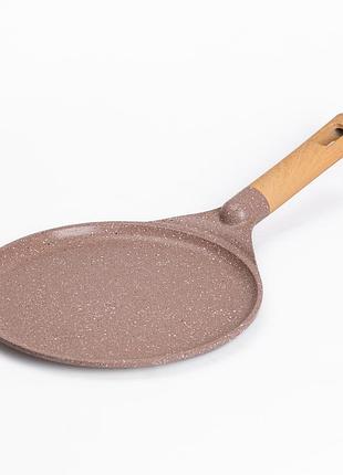 Алюмінієва млинна сковорода marble з антипригарним покриттям ø 24 см, товсте дно mgc кавова