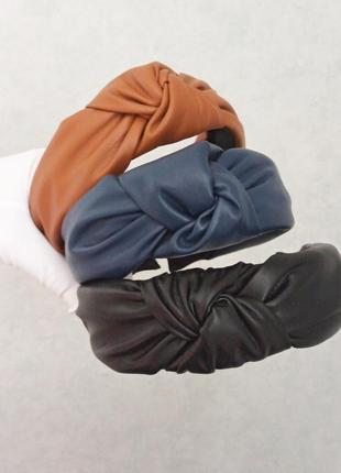 Ободок для волос, обруч для волосся, екошкіра, чалма, солоха2 фото