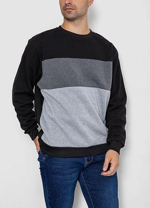 Батник мужской на флисе, цвет черно-серый, 244r2349