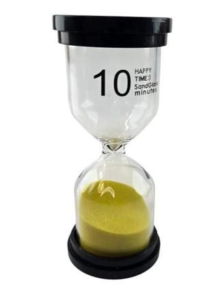 Часы песочные (10 минут) желтый песок (10х4,5х4,5 см)