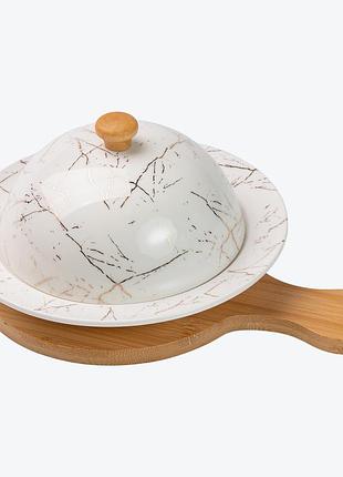 Маслянка керамічна 25*18,5*9 см на бамбуковій підставці