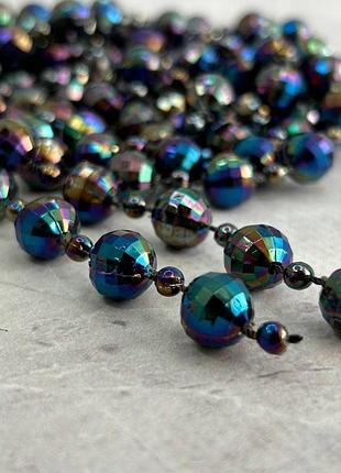 Намистини пластикові на нитці ø 4 і 9 мм - 90 см чорний з ав