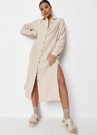 Длинное свободное платье рубашка с разрезами  missguided