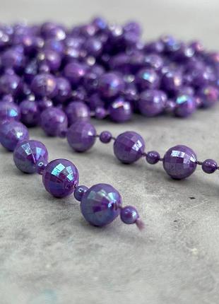 Намистини пластикові на нитці ø 4 і 9 мм - 90 см бузковий з ав