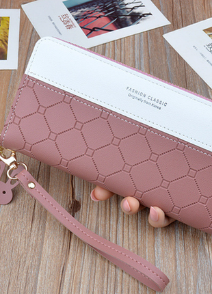 Жіночий гаманець клатч на блискавці рожевий