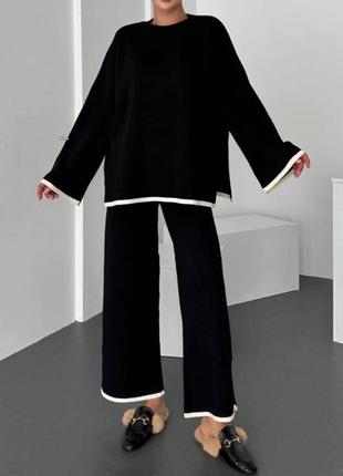 Комфортный повседневный трикотажный костюм (джемпер и брюки свободного кроя) из ангоры double