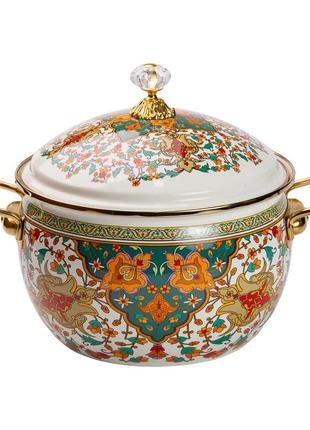 Емальована каструля об'ємом 5 літрів для газових та електричних плит