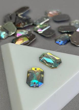 20 шт - стразы акриловые пришивные 10х14 мм, хамелеон