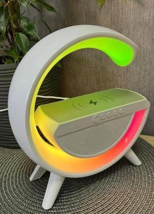 Колонка портативная с bluetooth и беспроводной зарядкой для телефона настольная лампа