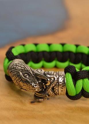 Браслет з коброю ручне лиття з мельхіору плетіння кобра+ брелок у подарунок