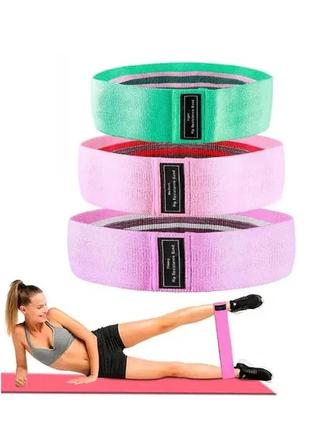 Набор тканевых фитнес резинок luting hip resistance bands 3 штуки5 фото