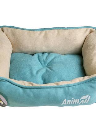 Лежак animall nena velours breeze для собак бежево-бірюзовий 45×35×16 см (2000981196233)