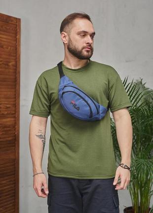 Бананка fila синяя, черное лого тканевая качественная shop