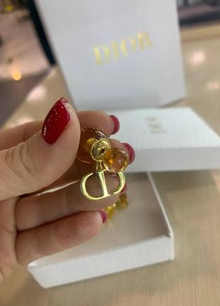 Диор серьги янтарного цвета в подарочной брендовой упаковке / диор серьги шарики