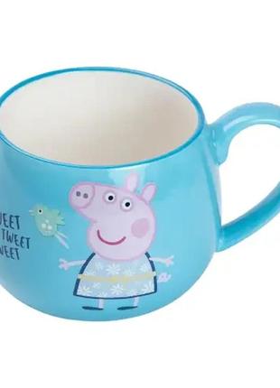 Чашка керамическая peppa pig 400 мл, голубой,из высококачественной керамики