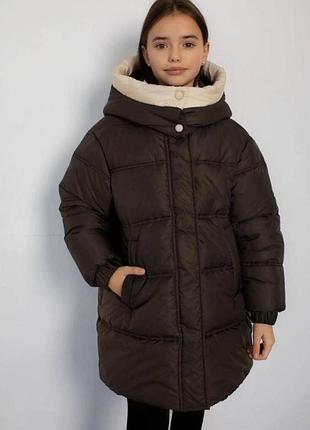 Куртка с капюшоном зимняя  для девочки "майли" (134 см.)  cvetkov