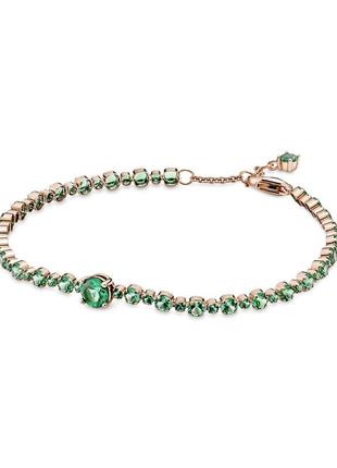 Серебряный браслет пандора pandora 580044c01 зеленое паве тенниска серебро розовое золото ale met новое