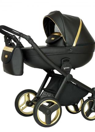 Коляска 2 в 1 verdi mirage soft gold ii, чорний/золото