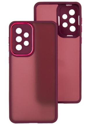 Чехол fiji lens для samsung galaxy a73 5g (a736) бампер матовый с защитой блока камер wine red