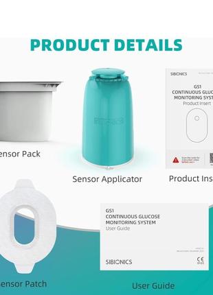 Сенсор sibionics для цілодобового, безперервного вимірювання рівня цукру для iphone/android