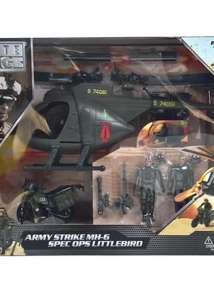 Ігровий набір elite force — багатоцільовий гвинтокрил mh-6 (гвинтокрил, мотоцикл, фігурки, аксес.)